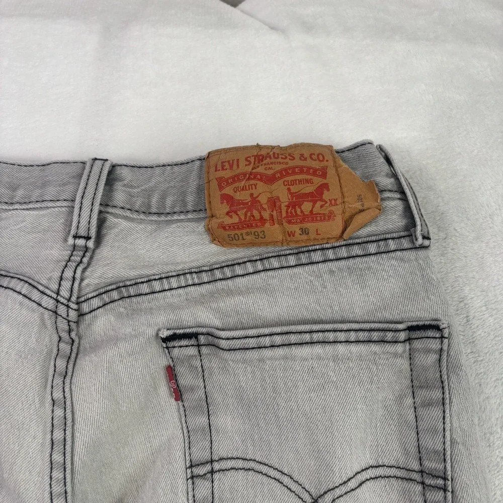Levi's 501 93 Selvedge Acid Washed Grey Denim Jeans Men's 28